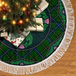 ScotsTee Shop Scottish Henderson Modern Clan Scottish Thistle Flower Round Leaf Tartan Christmas Tree Skirt