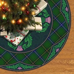 ScotsTee Shop Scottish Henderson Modern Clan Scottish Thistle Flower Round Leaf Tartan Christmas Tree Skirt