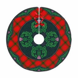 ScotsTee Shop Scottish MacDonald of Sleat Clan Scottish Thistle Flower Round Leaf Tartan Christmas Tree Skirt
