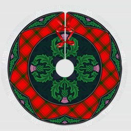 ScotsTee Shop Scottish MacDonald of Sleat Clan Scottish Thistle Flower Round Leaf Tartan Christmas Tree Skirt