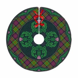 ScotsTee Shop Scottish MacDonald of Clanranald Clan Scottish Thistle Flower Round Leaf Tartan Christmas Tree Skirt