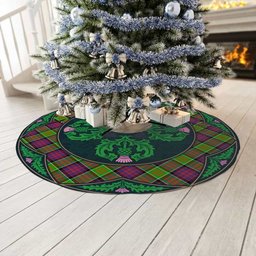 ScotsTee Shop Scottish MacDonald of Clanranald Clan Scottish Thistle Flower Round Leaf Tartan Christmas Tree Skirt
