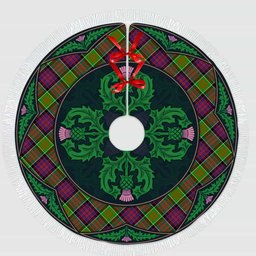 ScotsTee Shop Scottish MacDonald of Clanranald Clan Scottish Thistle Flower Round Leaf Tartan Christmas Tree Skirt