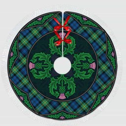 ScotsTee Shop Scottish Gordon Ancient Clan Scottish Thistle Flower Round Leaf Tartan Christmas Tree Skirt