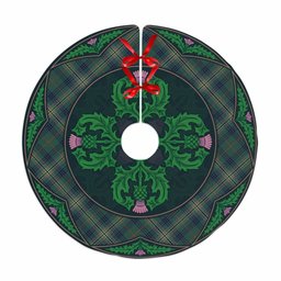 ScotsTee Shop Scottish Kennedy Modern Clan Scottish Thistle Flower Round Leaf Tartan Christmas Tree Skirt