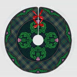 ScotsTee Shop Scottish Kennedy Modern Clan Scottish Thistle Flower Round Leaf Tartan Christmas Tree Skirt