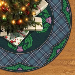 ScotsTee Shop Scottish Earl of St Andrews Clan Scottish Thistle Flower Round Leaf Tartan Christmas Tree Skirt