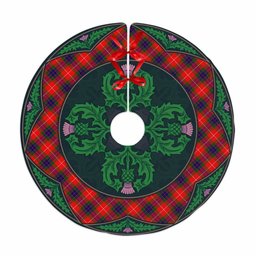 ScotsTee Shop Scottish Fraser Modern Clan Scottish Thistle Flower Round Leaf Tartan Christmas Tree Skirt