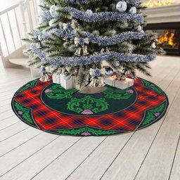 ScotsTee Shop Scottish Fraser Modern Clan Scottish Thistle Flower Round Leaf Tartan Christmas Tree Skirt