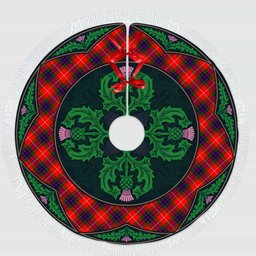 ScotsTee Shop Scottish Fraser Modern Clan Scottish Thistle Flower Round Leaf Tartan Christmas Tree Skirt