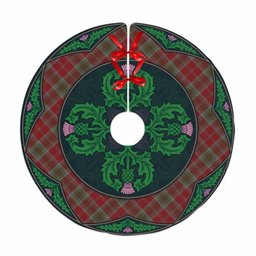 ScotsTee Shop Scottish Lindsay Weathered Clan Scottish Thistle Flower Round Leaf Tartan Christmas Tree Skirt
