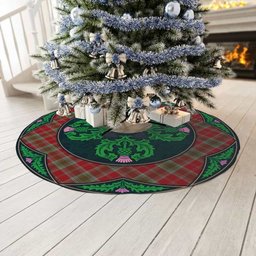 ScotsTee Shop Scottish Lindsay Weathered Clan Scottish Thistle Flower Round Leaf Tartan Christmas Tree Skirt