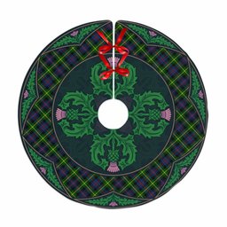 ScotsTee Shop Scottish Farquharson Modern Clan Scottish Thistle Flower Round Leaf Tartan Christmas Tree Skirt