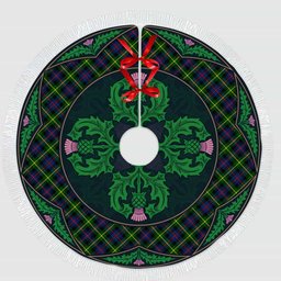 ScotsTee Shop Scottish Farquharson Modern Clan Scottish Thistle Flower Round Leaf Tartan Christmas Tree Skirt