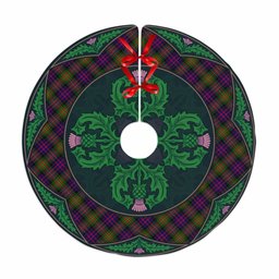 ScotsTee Shop Scottish MacDonnell of Glengarry Modern Clan Scottish Thistle Flower Round Leaf Tartan Christmas Tree Skirt