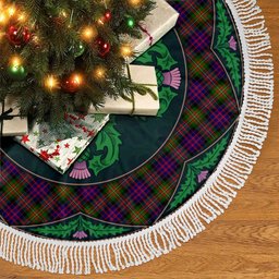 ScotsTee Shop Scottish MacDonnell of Glengarry Modern Clan Scottish Thistle Flower Round Leaf Tartan Christmas Tree Skirt