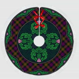ScotsTee Shop Scottish MacDonnell of Glengarry Modern Clan Scottish Thistle Flower Round Leaf Tartan Christmas Tree Skirt