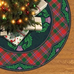 ScotsTee Shop Scottish Dalziel Modern Clan Scottish Thistle Flower Round Leaf Tartan Christmas Tree Skirt