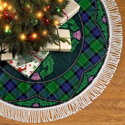 ScotsTee Shop Scottish Graham of Menteith Modern Clan Scottish Thistle Flower Round Leaf Tartan Christmas Tree Skirt