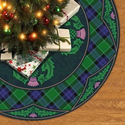 ScotsTee Shop Scottish Graham of Menteith Modern Clan Scottish Thistle Flower Round Leaf Tartan Christmas Tree Skirt