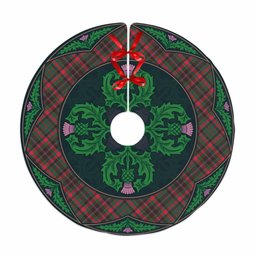 ScotsTee Shop Scottish Cumming Hunting Modern Clan Scottish Thistle Flower Round Leaf Tartan Christmas Tree Skirt