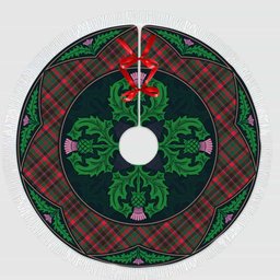 ScotsTee Shop Scottish Cumming Hunting Modern Clan Scottish Thistle Flower Round Leaf Tartan Christmas Tree Skirt