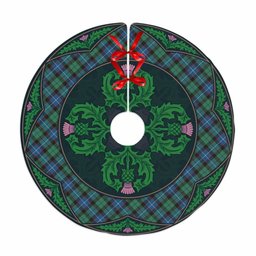 ScotsTee Shop Scottish Hunter Ancient Clan Scottish Thistle Flower Round Leaf Tartan Christmas Tree Skirt