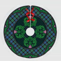 ScotsTee Shop Scottish Hunter Ancient Clan Scottish Thistle Flower Round Leaf Tartan Christmas Tree Skirt