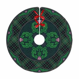 ScotsTee Shop Scottish MacAulay Hunting Ancient Clan Scottish Thistle Flower Round Leaf Tartan Christmas Tree Skirt