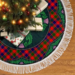 ScotsTee Shop Scottish Gow Modern Clan Scottish Thistle Flower Round Leaf Tartan Christmas Tree Skirt