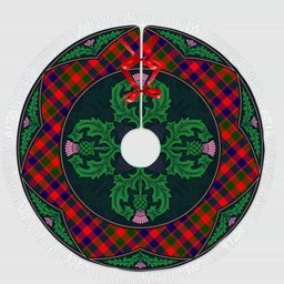 ScotsTee Shop Scottish Gow Modern Clan Scottish Thistle Flower Round Leaf Tartan Christmas Tree Skirt