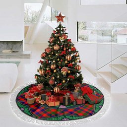 ScotsTee Shop Scottish Gow Modern Clan Scottish Thistle Flower Round Leaf Tartan Christmas Tree Skirt