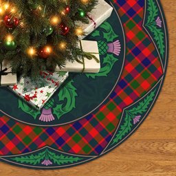 ScotsTee Shop Scottish Gow Modern Clan Scottish Thistle Flower Round Leaf Tartan Christmas Tree Skirt