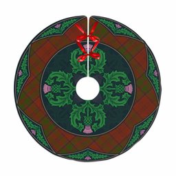 ScotsTee Shop Scottish Drummond Clan Scottish Thistle Flower Round Leaf Tartan Christmas Tree Skirt