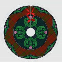ScotsTee Shop Scottish Drummond Clan Scottish Thistle Flower Round Leaf Tartan Christmas Tree Skirt