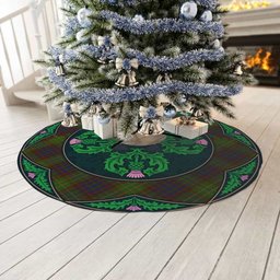ScotsTee Shop Scottish Cunningham Hunting Modern Clan Scottish Thistle Flower Round Leaf Tartan Christmas Tree Skirt