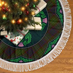 ScotsTee Shop Scottish Cunningham Hunting Modern Clan Scottish Thistle Flower Round Leaf Tartan Christmas Tree Skirt