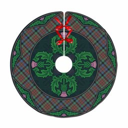 ScotsTee Shop Scottish MacDuff Hunting Ancient Clan Scottish Thistle Flower Round Leaf Tartan Christmas Tree Skirt
