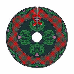 ScotsTee Shop Scottish Cumming Modern Clan Scottish Thistle Flower Round Leaf Tartan Christmas Tree Skirt