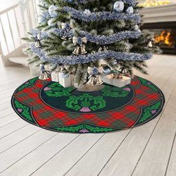 ScotsTee Shop Scottish Cumming Modern Clan Scottish Thistle Flower Round Leaf Tartan Christmas Tree Skirt