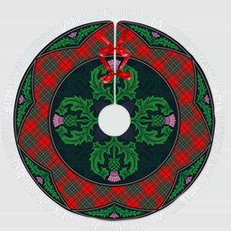 ScotsTee Shop Scottish Cumming Modern Clan Scottish Thistle Flower Round Leaf Tartan Christmas Tree Skirt