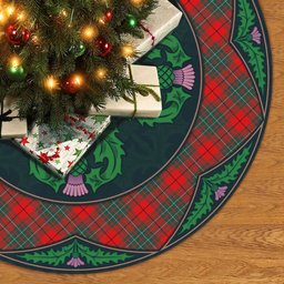 ScotsTee Shop Scottish Cumming Modern Clan Scottish Thistle Flower Round Leaf Tartan Christmas Tree Skirt
