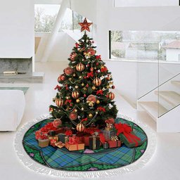 ScotsTee Shop Scottish Lockhart Clan Scottish Thistle Flower Round Leaf Tartan Christmas Tree Skirt
