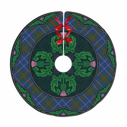 ScotsTee Shop Scottish Edmonstone Clan Scottish Thistle Flower Round Leaf Tartan Christmas Tree Skirt