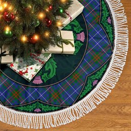 ScotsTee Shop Scottish Edmonstone Clan Scottish Thistle Flower Round Leaf Tartan Christmas Tree Skirt