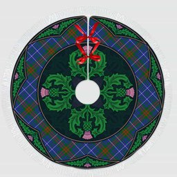 ScotsTee Shop Scottish Edmonstone Clan Scottish Thistle Flower Round Leaf Tartan Christmas Tree Skirt