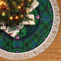 ScotsTee Shop Scottish Henderson Ancient Clan Scottish Thistle Flower Round Leaf Tartan Christmas Tree Skirt