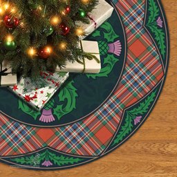 ScotsTee Shop Scottish MacFarlane Ancient Clan Scottish Thistle Flower Round Leaf Tartan Christmas Tree Skirt