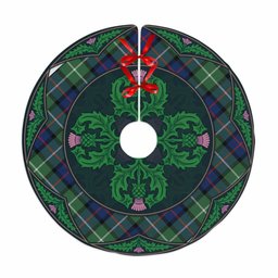 ScotsTee Shop Scottish Davidson of Tulloch Clan Scottish Thistle Flower Round Leaf Tartan Christmas Tree Skirt