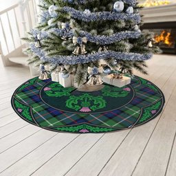 ScotsTee Shop Scottish Davidson of Tulloch Clan Scottish Thistle Flower Round Leaf Tartan Christmas Tree Skirt